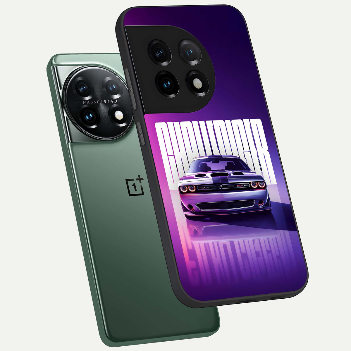  Midnight Muscle Ride phone case For OnePlus 11 showing premium glass back cover with detailed artwork