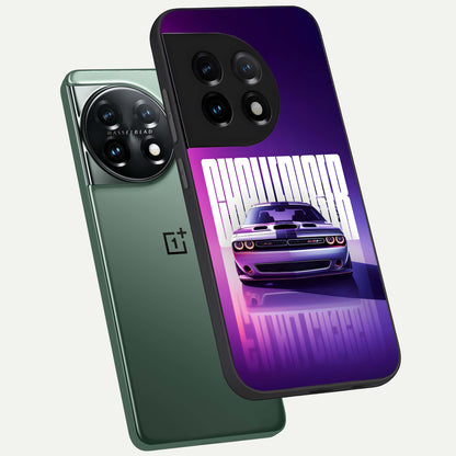  Midnight Muscle Ride phone case For OnePlus 11 showing premium glass back cover with detailed artwork