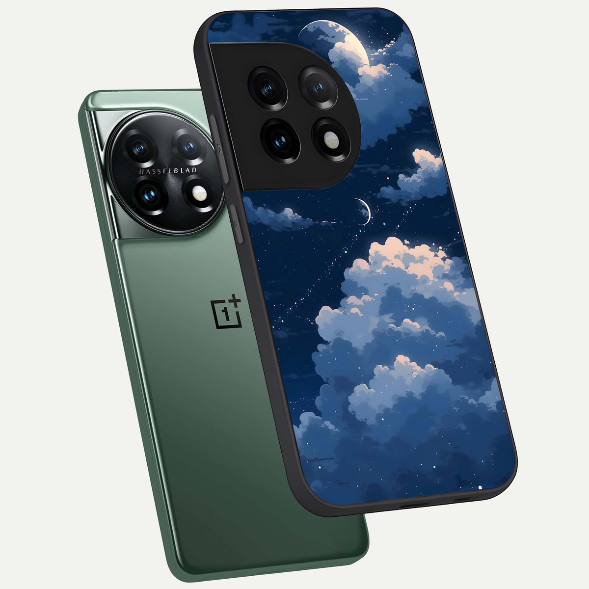  Moon Dream Haze phone case For OnePlus 11 showing premium glass back cover with detailed artwork
