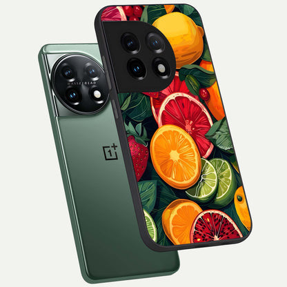  Multiple Fruits phone case For OnePlus 11 showing premium glass back cover with detailed artwork