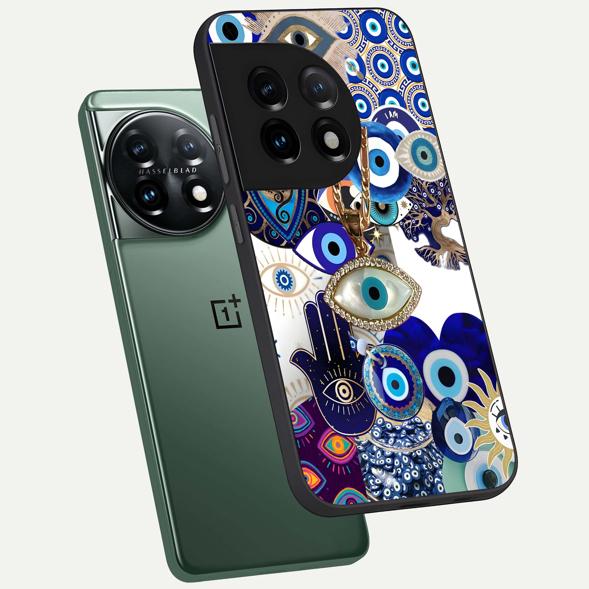  Mystic Charm Eye phone case For OnePlus 11 showing premium glass back cover with detailed artwork