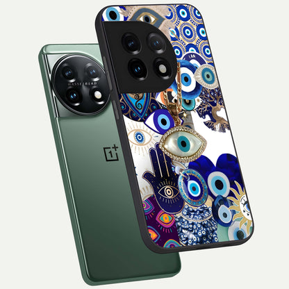  Mystic Charm Eye phone case For OnePlus 11 showing premium glass back cover with detailed artwork