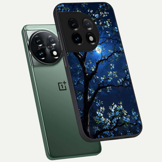  Mystic Floral Night phone case For OnePlus 11 showing premium glass back cover with detailed artwork