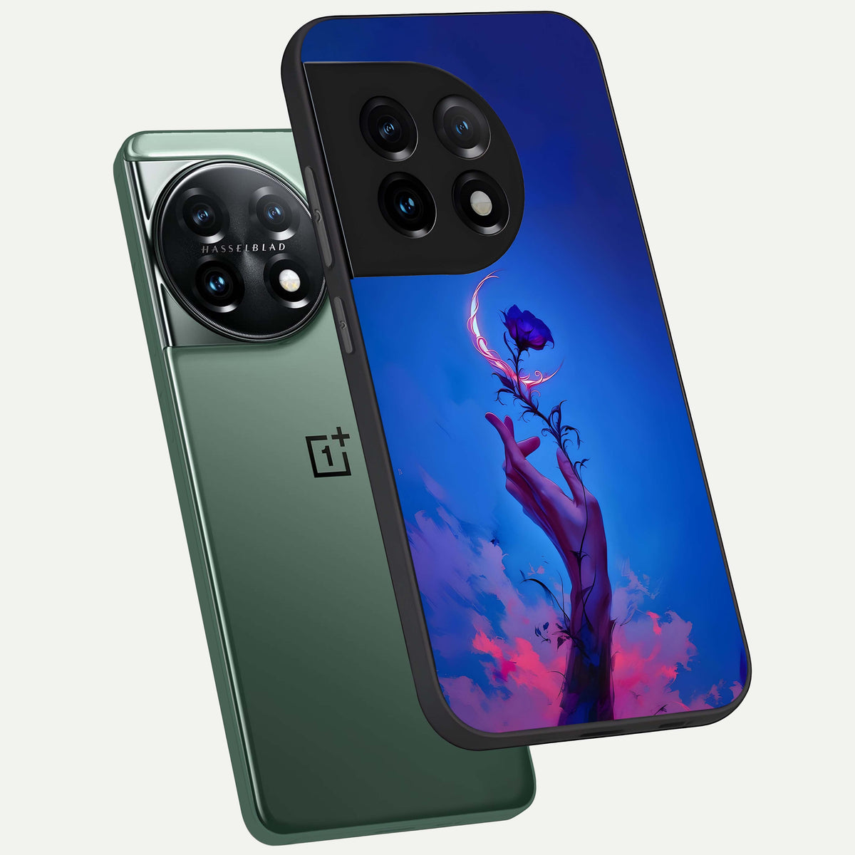  Mystic Hand phone case For OnePlus 11 showing premium glass back cover with detailed artwork