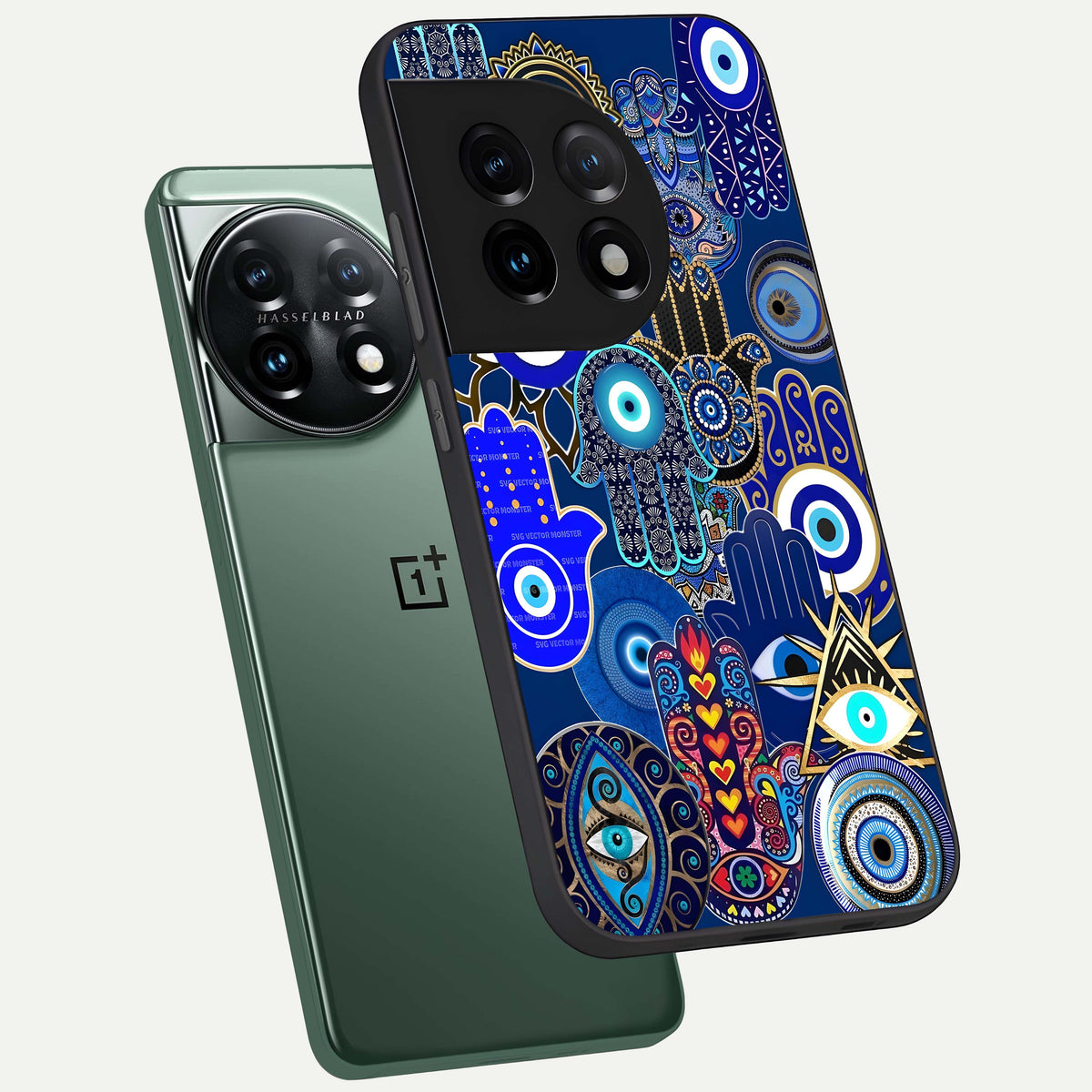  Mystic Palm Guard phone case For OnePlus 11 showing premium glass back cover with detailed artwork