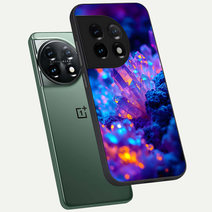  Neon Aura Shards phone case For OnePlus 11 showing premium glass back cover with detailed artwork