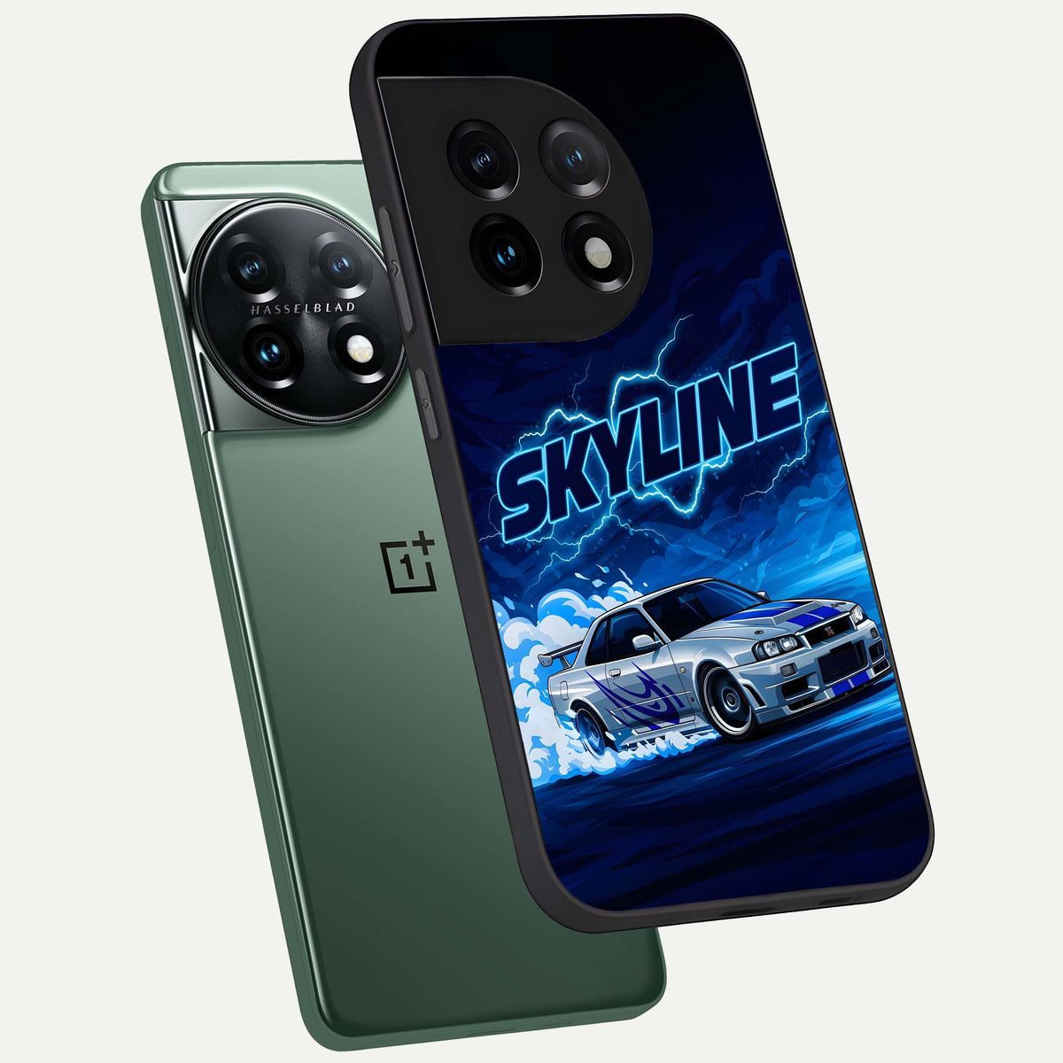 Neon Drift Beast phone case For OnePlus 11 showing premium glass back cover with detailed artwork