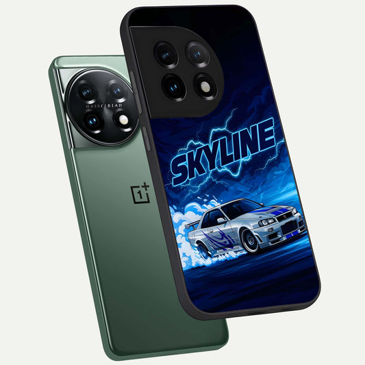  Neon Drift Beast phone case For OnePlus 11 showing premium glass back cover with detailed artwork