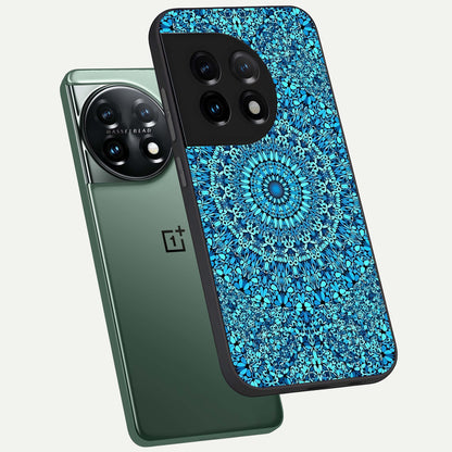  Ocean Bloom Mandala phone case For OnePlus 11 showing premium glass back cover with detailed artwork