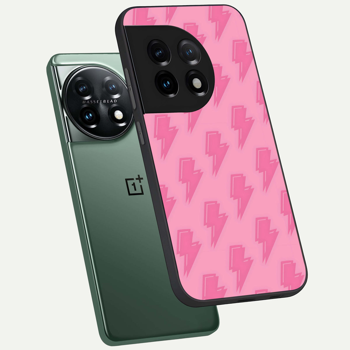  Pink Moo Magic phone case For OnePlus 11 showing premium glass back cover with detailed artwork