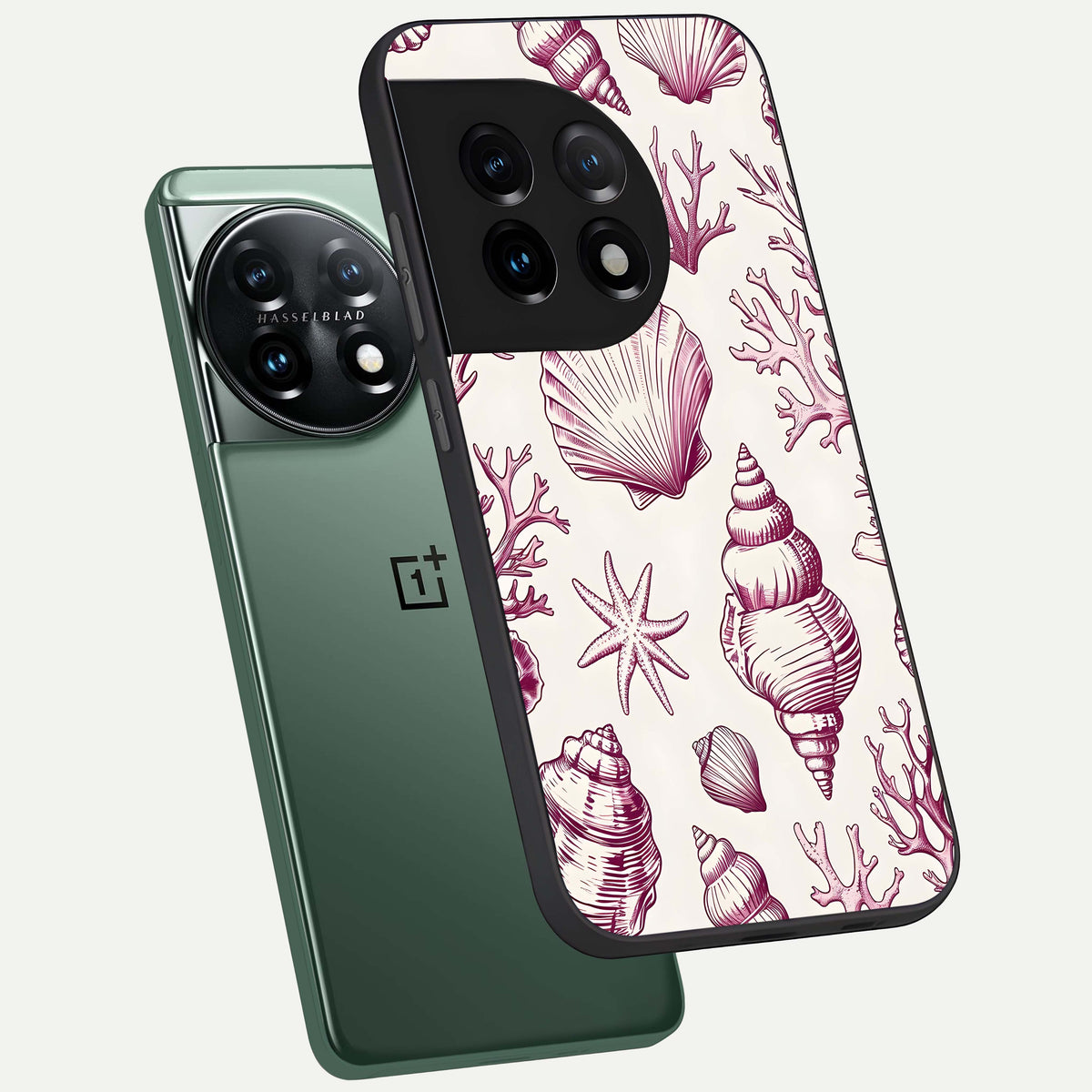  Pink Power Sparks phone case For OnePlus 11 showing premium glass back cover with detailed artwork