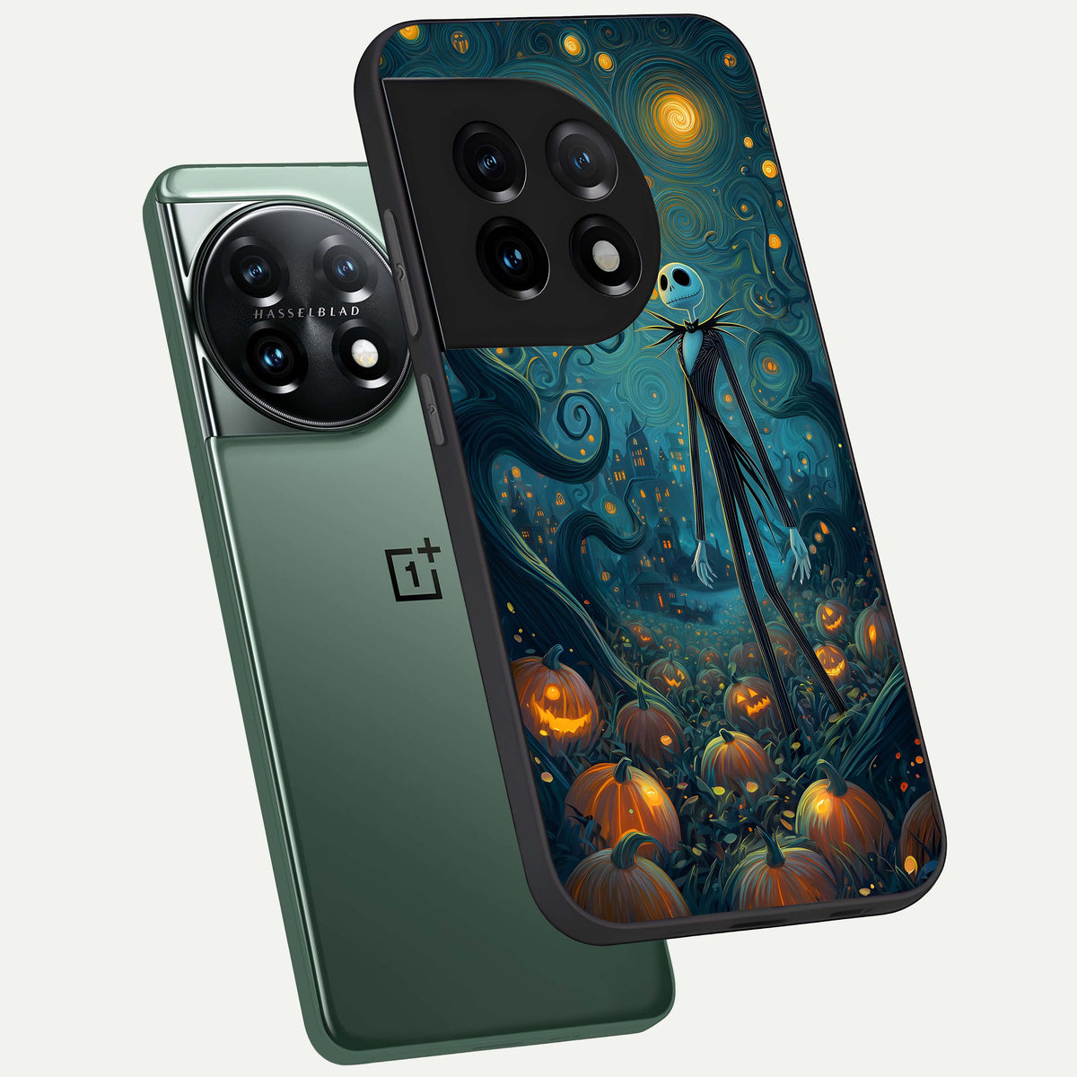  Pumpkin Moonlight Tale phone case For OnePlus 11 showing premium glass back cover with detailed artwork