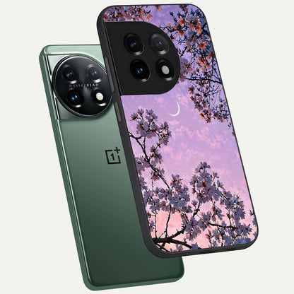  Purple Serenity Moon phone case For OnePlus 11 showing premium glass back cover with detailed artwork