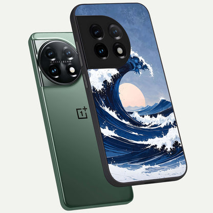  Rising Tide Power phone case For OnePlus 11 showing premium glass back cover with detailed artwork