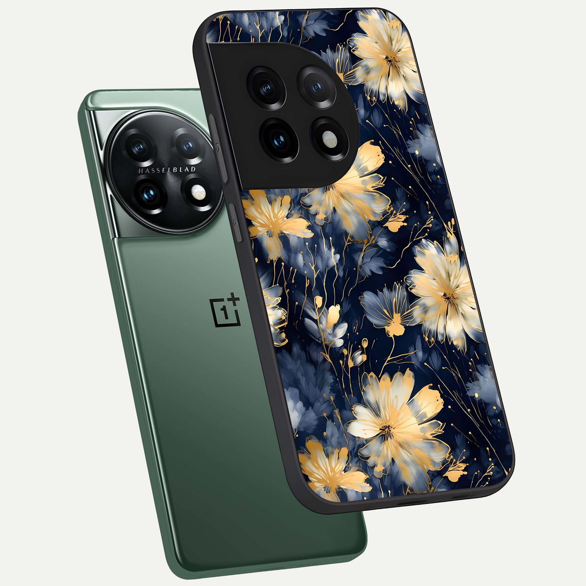  Royal Petal Dream phone case For OnePlus 11 showing premium glass back cover with detailed artwork
