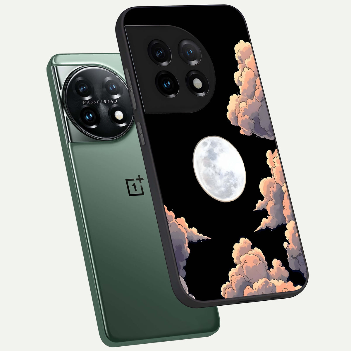  Shade Cloud Moon phone case For OnePlus 11 showing premium glass back cover with detailed artwork