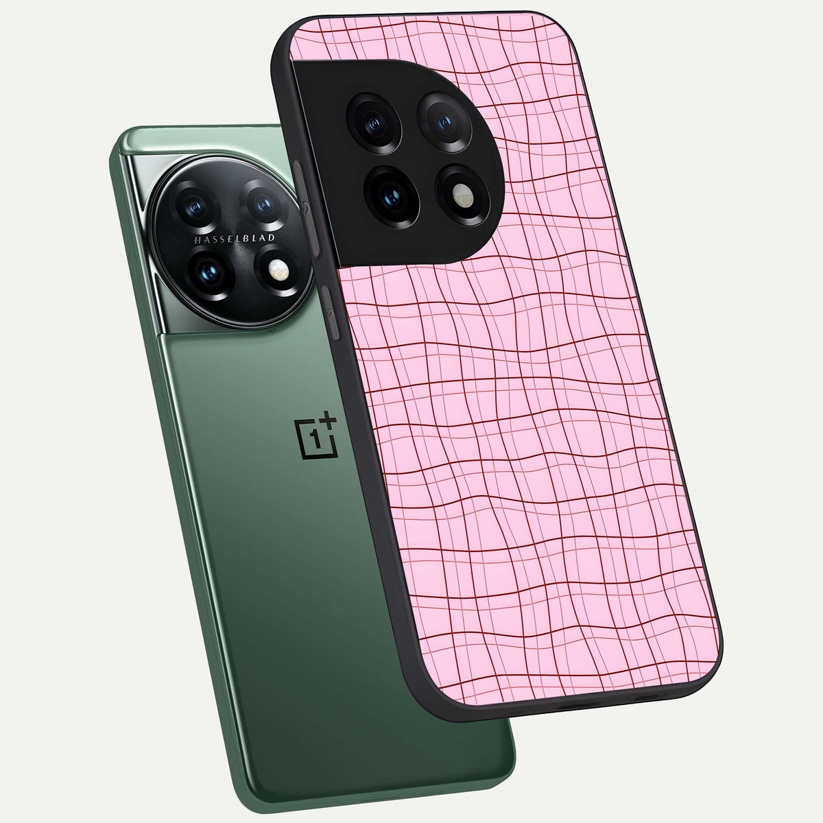  Soft Grid Bliss phone case For OnePlus 11 showing premium glass back cover with detailed artwork