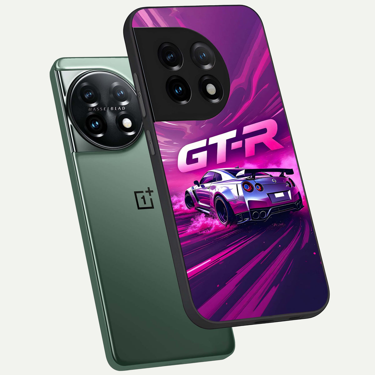  Speed Drift Legend phone case For OnePlus 11 showing premium glass back cover with detailed artwork