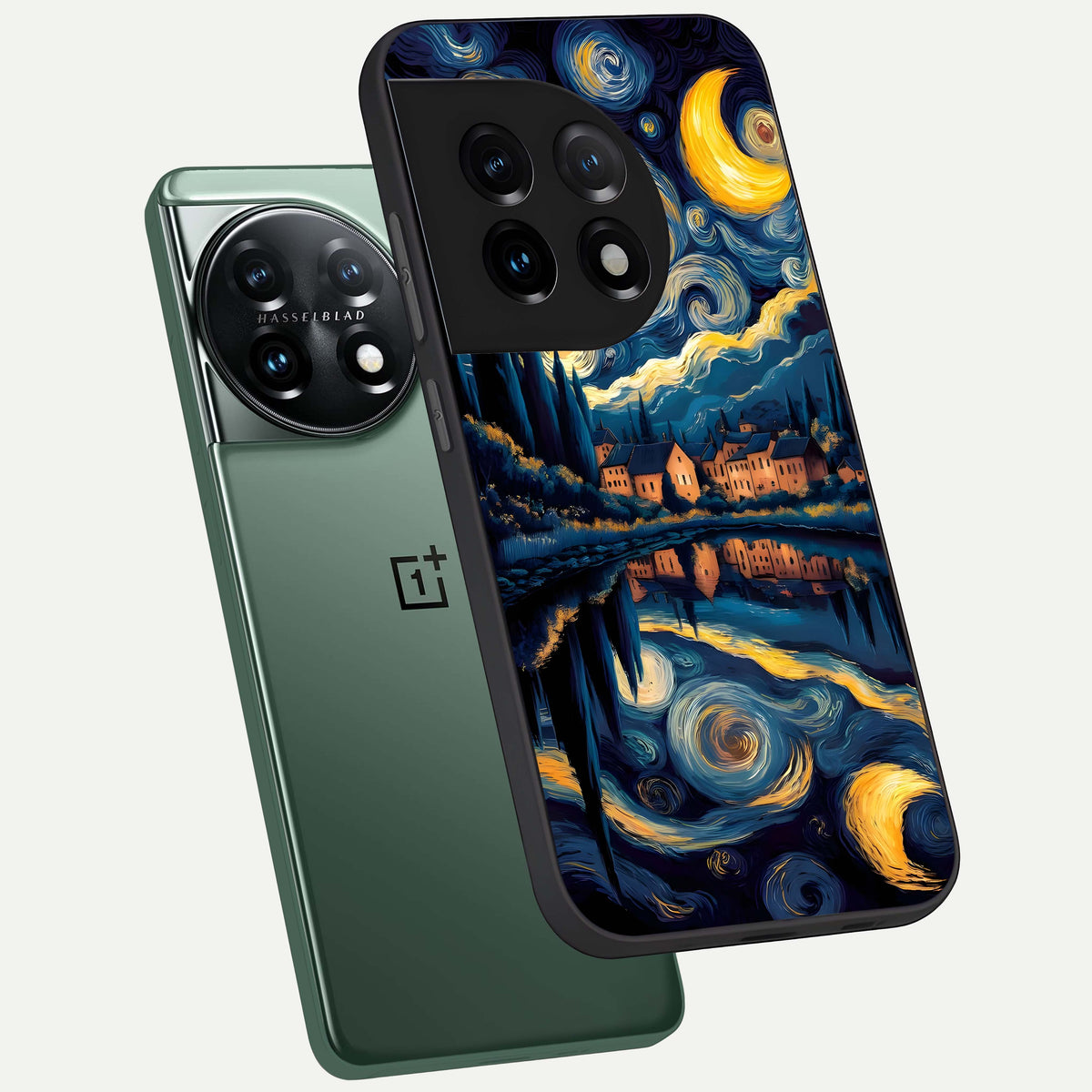  Starry Sky Serenity phone case For OnePlus 11 showing premium glass back cover with detailed artwork