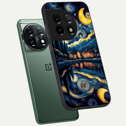  Starry Sky Serenity phone case For OnePlus 11 showing premium glass back cover with detailed artwork