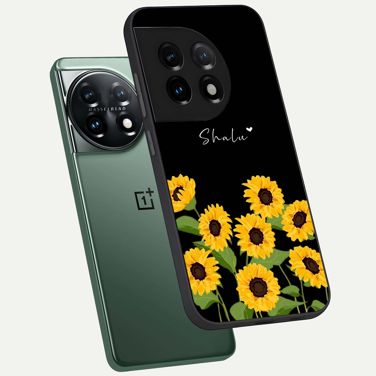  Sunflower Sky Bloom phone case For OnePlus 11 showing premium glass back cover with detailed artwork