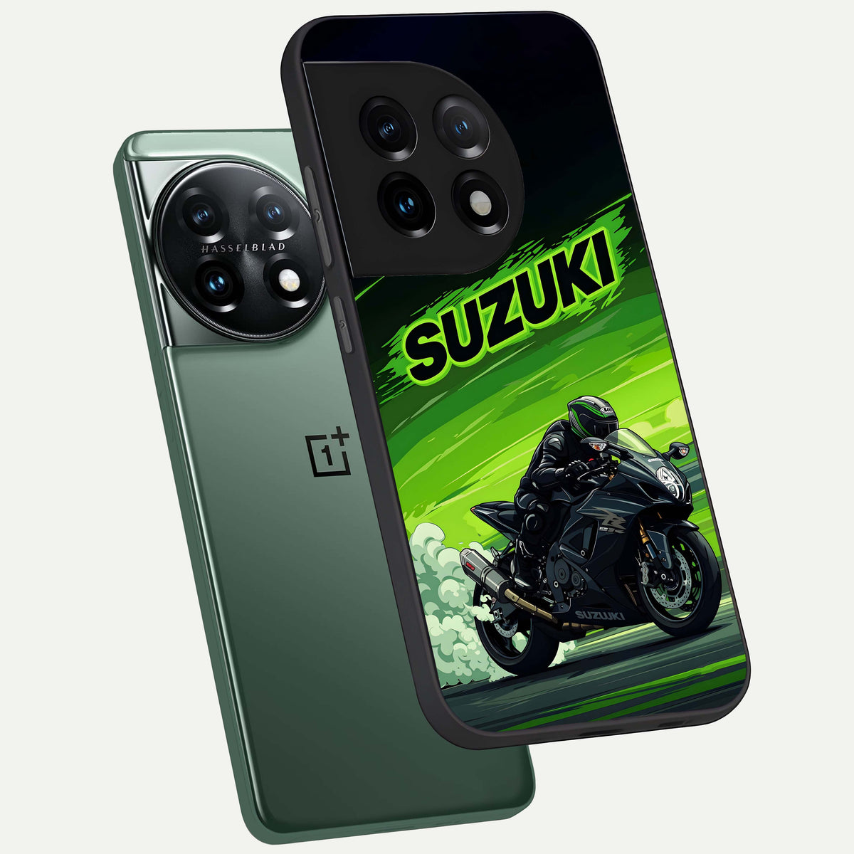  Suzuki Speed Beast phone case For OnePlus 11 showing premium glass back cover with detailed artwork