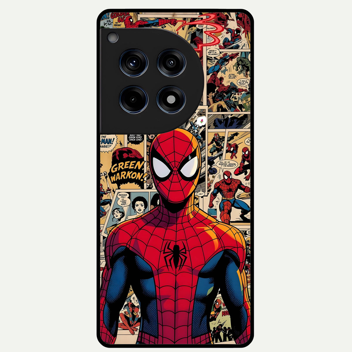  Aesthetic Spider Glass Case For OnePlus 12R back cover – full design glossy printed glass finish