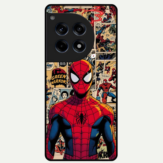  Aesthetic Spider Glass Case For OnePlus 12R back cover – full design glossy printed glass finish