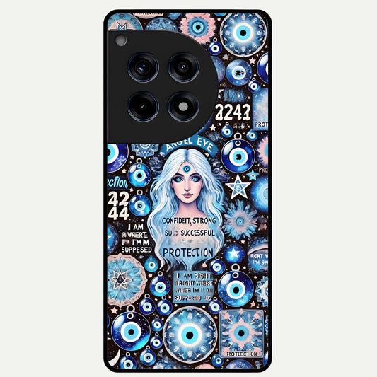  Angel Aura Shield Glass Case For OnePlus 12R back cover – full design glossy printed glass finish