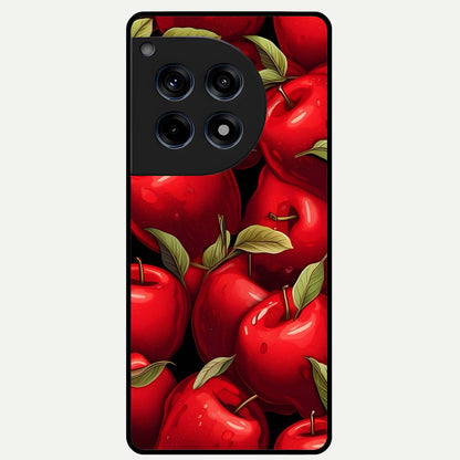  Apple Pattern Glass Case For OnePlus 12R back cover – full design glossy printed glass finish