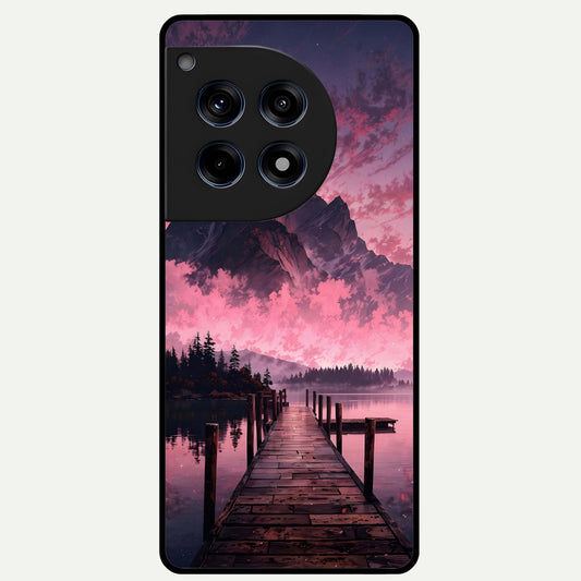  Beautiful Mountain View Glass Case For OnePlus 12R back cover – full design glossy printed glass finish