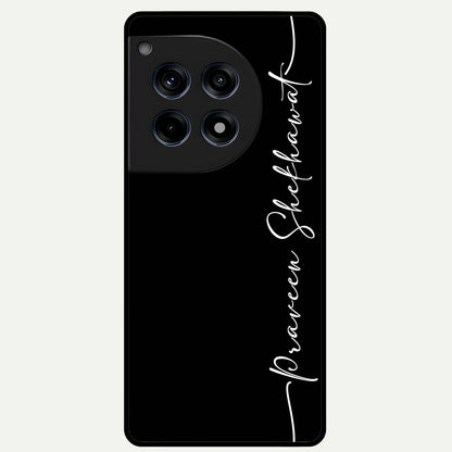  Black Tune Custom Name Glass Case For OnePlus 12R back cover – full design glossy printed glass finish