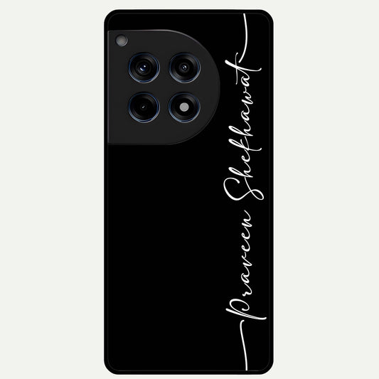  Black Tune Custom Name Glass Case For OnePlus 12R back cover – full design glossy printed glass finish