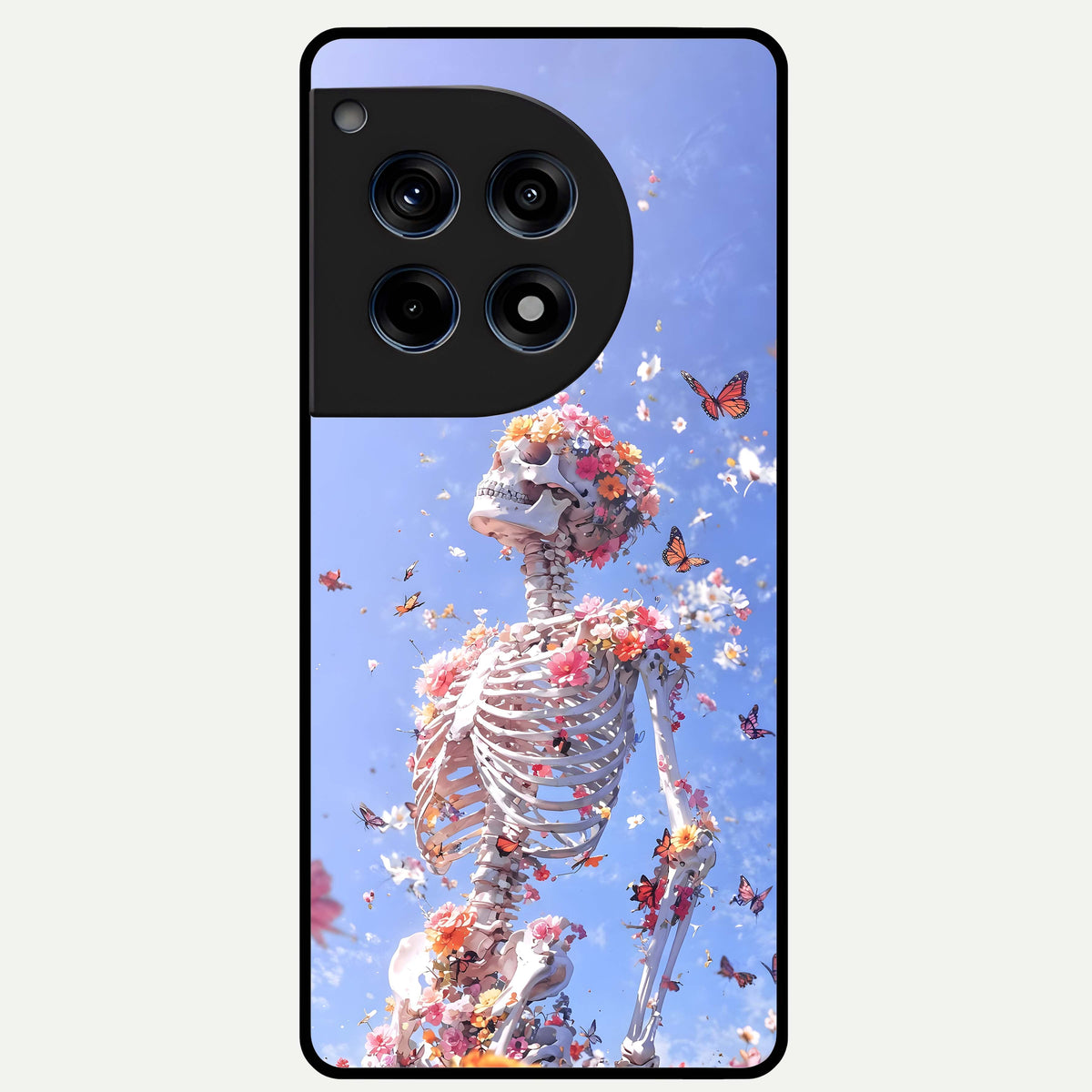  Bloom Beyond Bones Glass Case For OnePlus 12R back cover – full design glossy printed glass finish