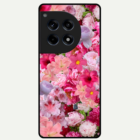  Bloom Crush Fantasy Glass Case For OnePlus 12R back cover – full design glossy printed glass finish