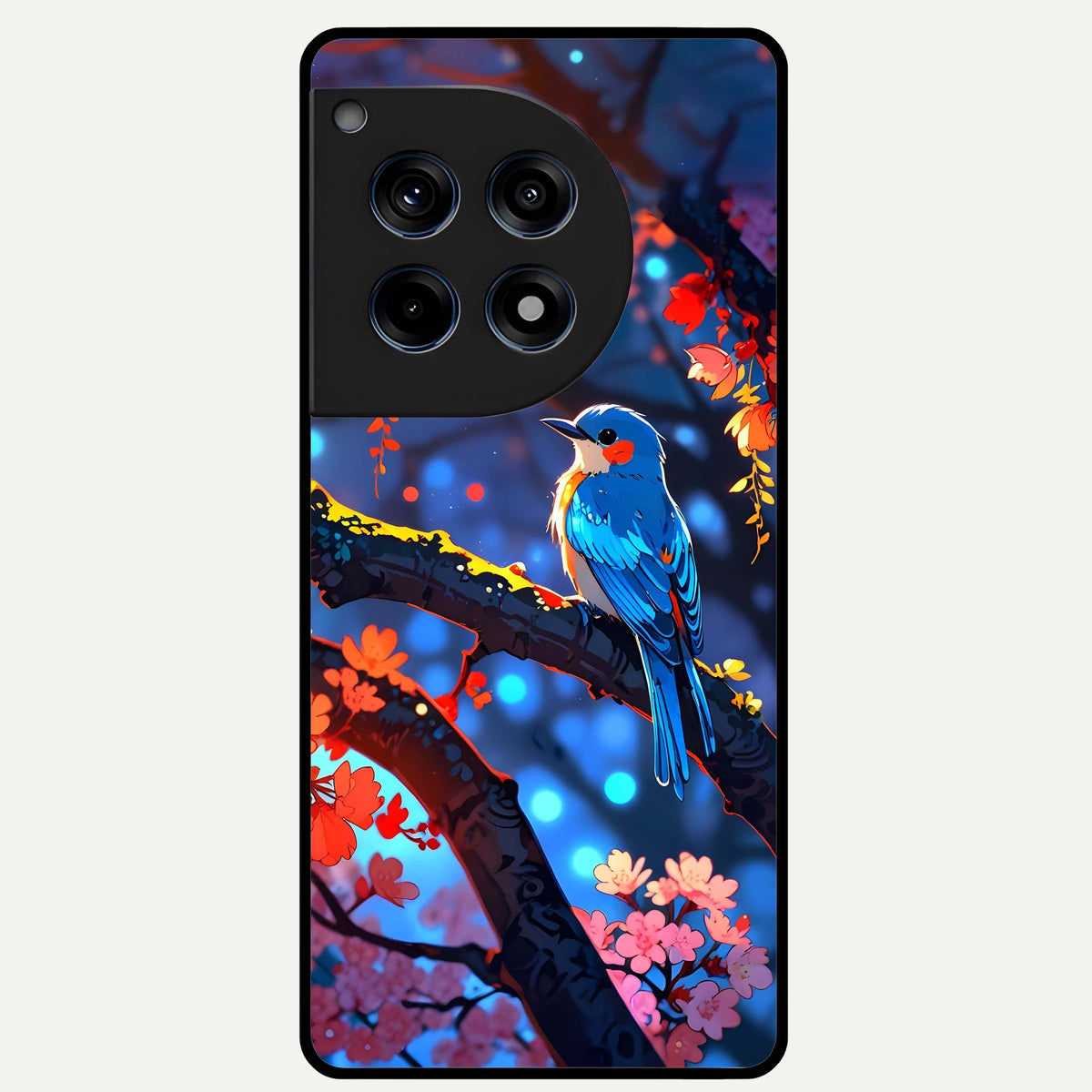  Blooming Water Drift Glass Case For OnePlus 12R back cover – full design glossy printed glass finish