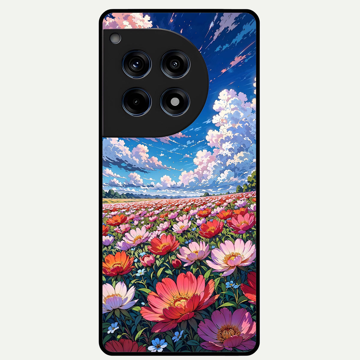  Blossom Sky Field Glass Case For OnePlus 12R back cover – full design glossy printed glass finish
