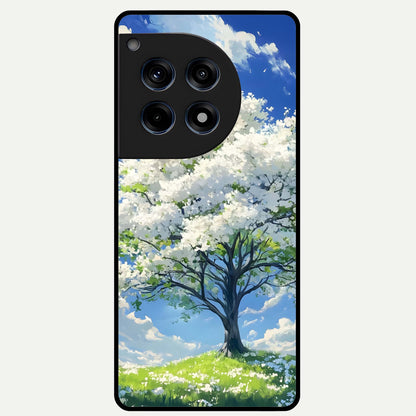  Blossom Sky Serenity Glass Case For OnePlus 12R back cover – full design glossy printed glass finish