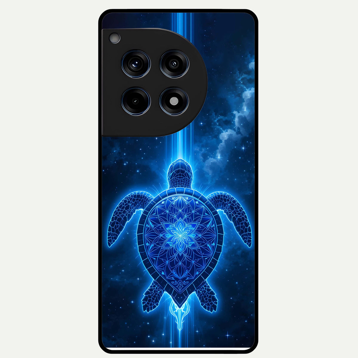  Blue Galaxy Turtle Glass Case For OnePlus 12R back cover – full design glossy printed glass finish