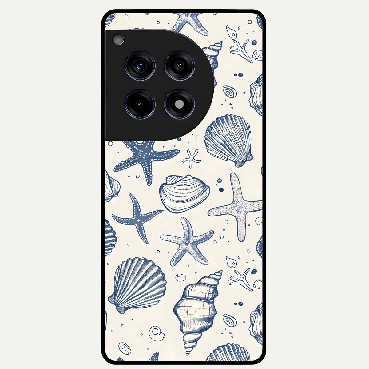  Blue Ocean Outline Glass Case For OnePlus 12R back cover – full design glossy printed glass finish