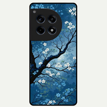  Blue Tree Serenity Glass Case For OnePlus 12R back cover – full design glossy printed glass finish