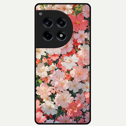  Blush Bloom Field Glass Case For OnePlus 12R back cover – full design glossy printed glass finish