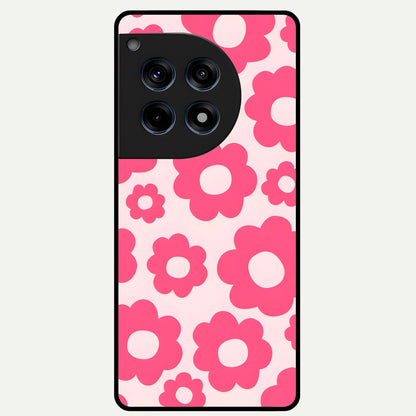  Blush Flower Pop Glass Case For OnePlus 12R back cover – full design glossy printed glass finish