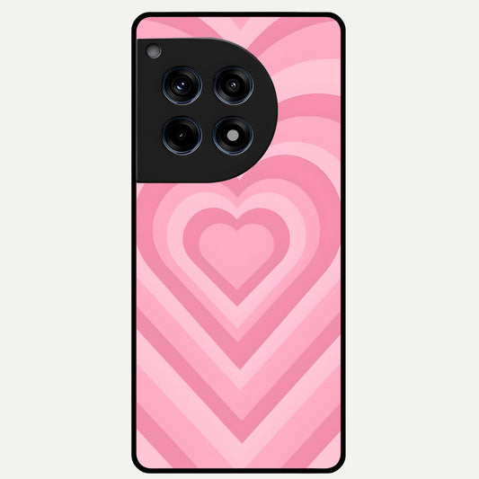  Blush Heart Waves Glass Case For OnePlus 12R back cover – full design glossy printed glass finish