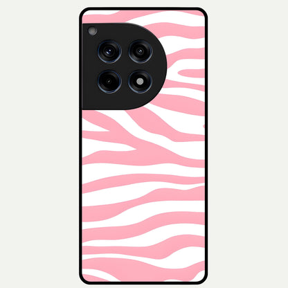  Blush Zebra Flow Glass Case For OnePlus 12R back cover – full design glossy printed glass finish