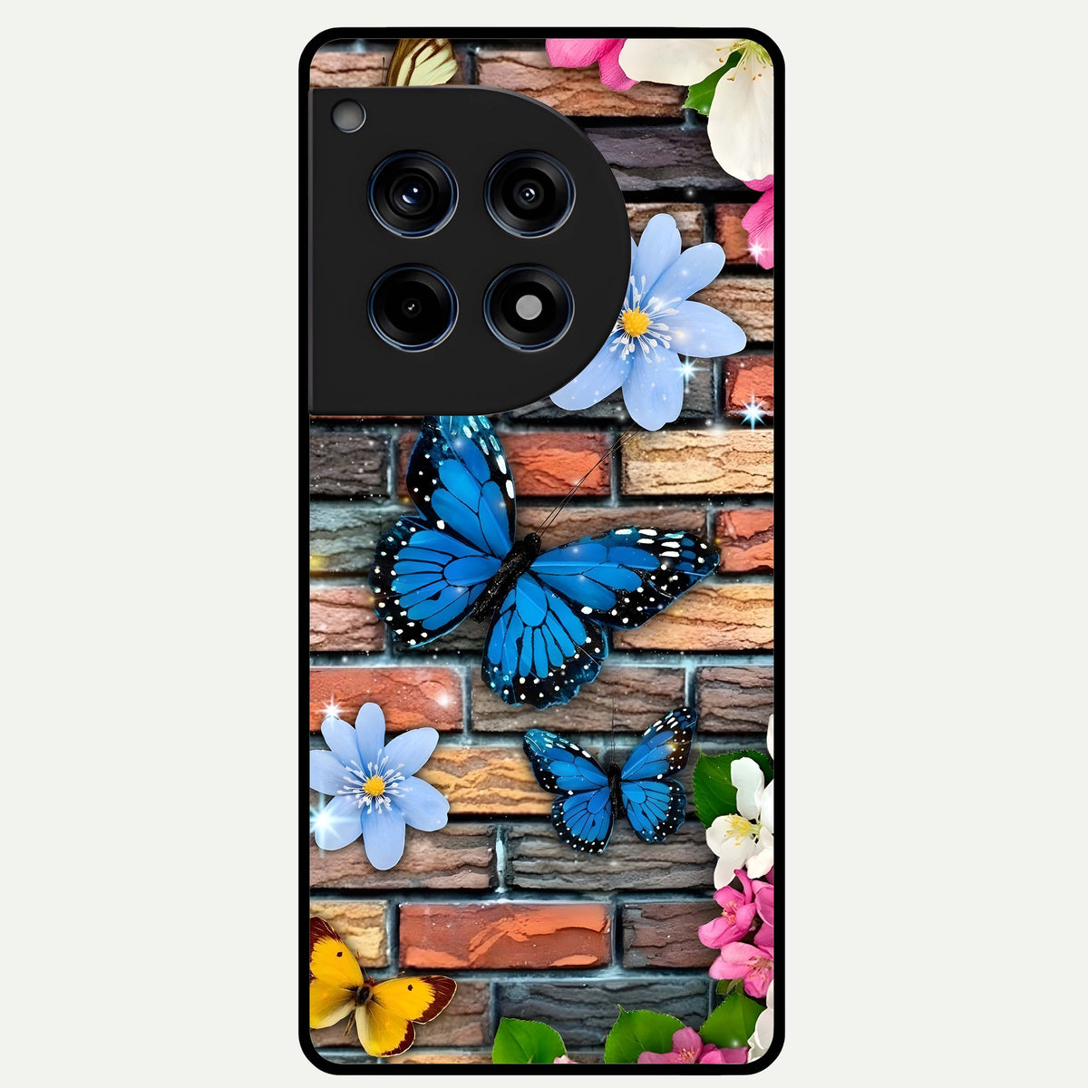  Brick Bloom Flight Glass Case For OnePlus 12R back cover – full design glossy printed glass finish