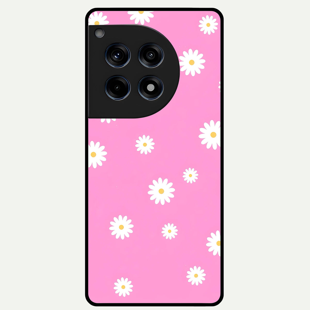  Bubblegum Daisy Pop Glass Case For OnePlus 12R back cover – full design glossy printed glass finish