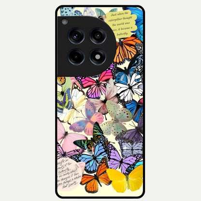  Butterflies Petal Dream Glass Case For OnePlus 12R back cover – full design glossy printed glass finish