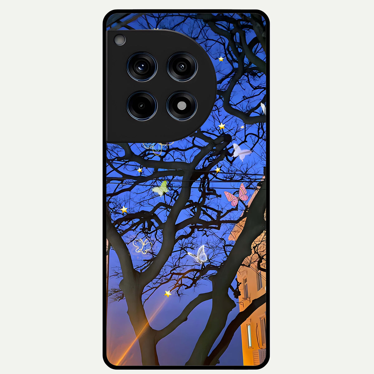  Butterfly Night Magic Glass Case For OnePlus 12R back cover – full design glossy printed glass finish