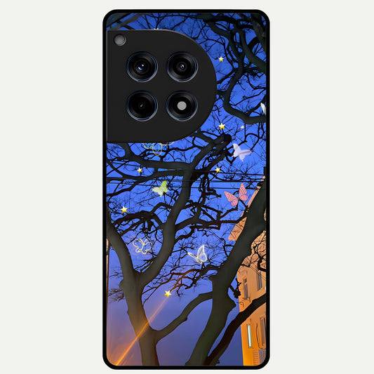  Butterfly Night Magic Glass Case For OnePlus 12R back cover – full design glossy printed glass finish